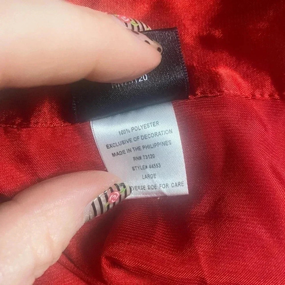 Fredericks of Hollywood Satin Pajama Set Large Long Sleeve & Pants Red - Picture 3 of 7